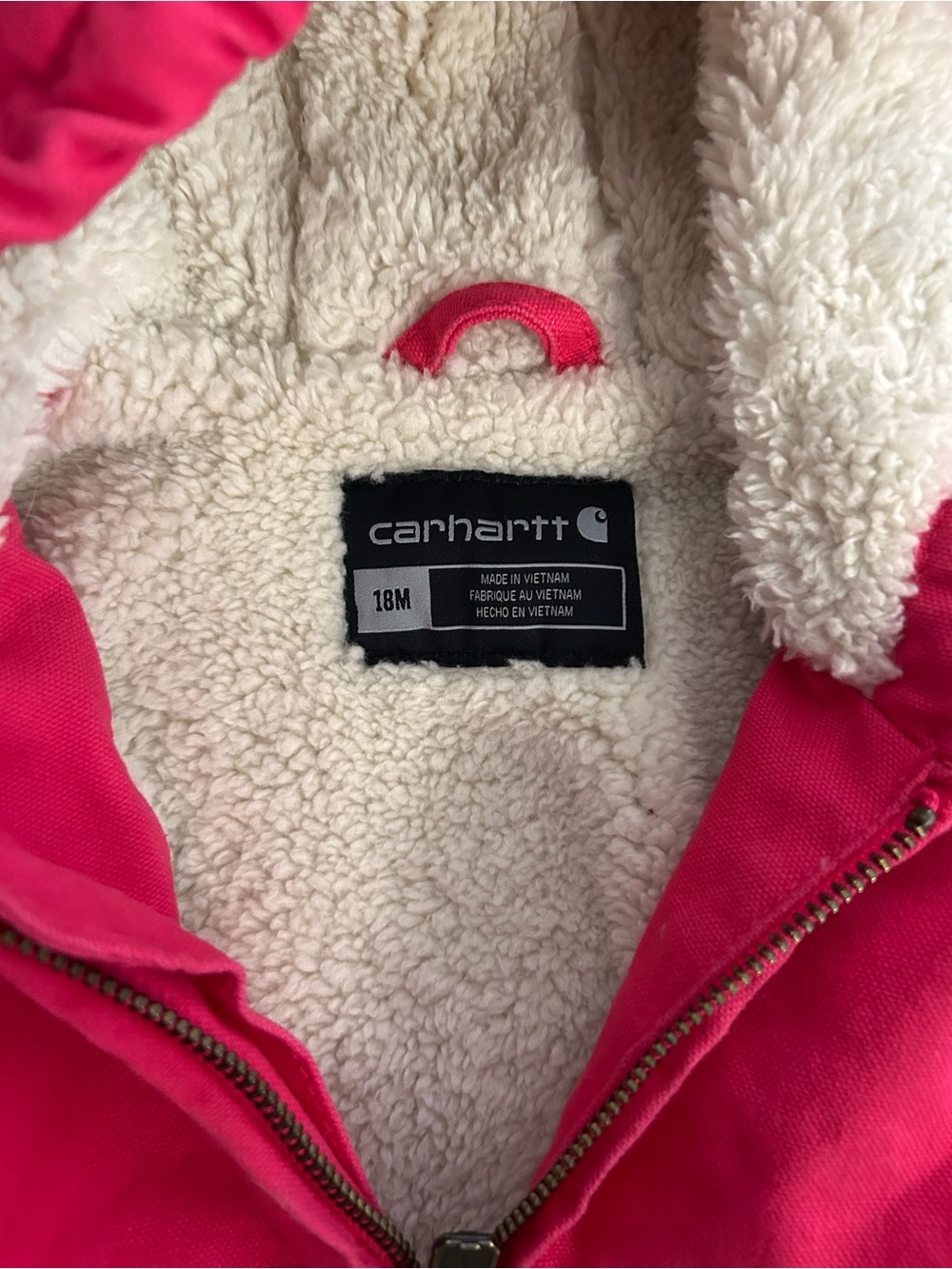 Carhartt Toddler Girls Pink Sherpa Lined Hooded Jacket - Picture 4 of 6